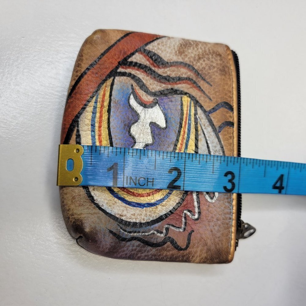 Leather Coin Purse Anuschka Hand Painted Leather Coin Purse Pouch - Picture 3 of 6